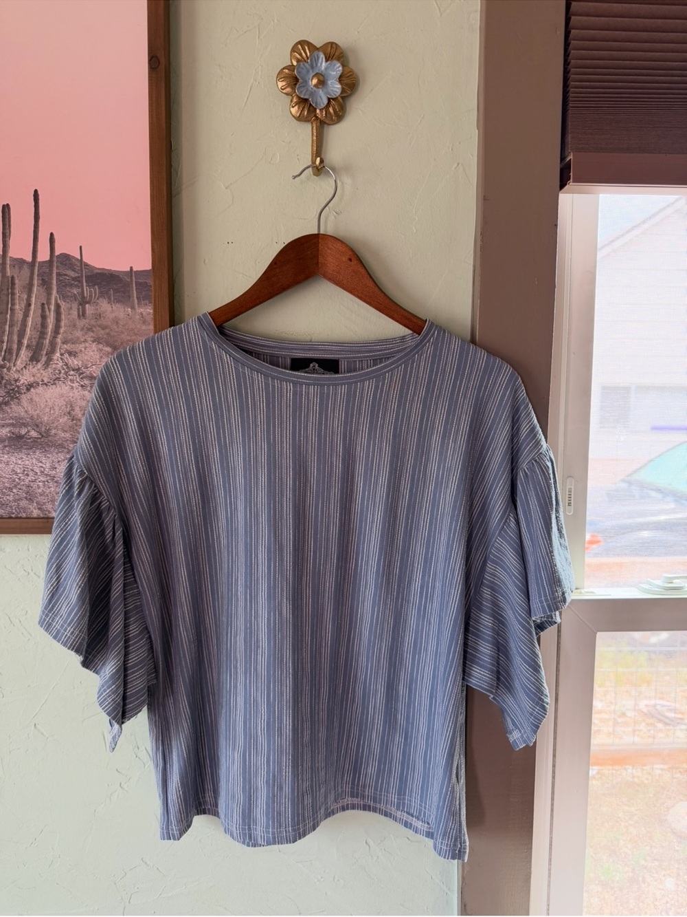 Angie Striped Blue Short-Sleeve Top